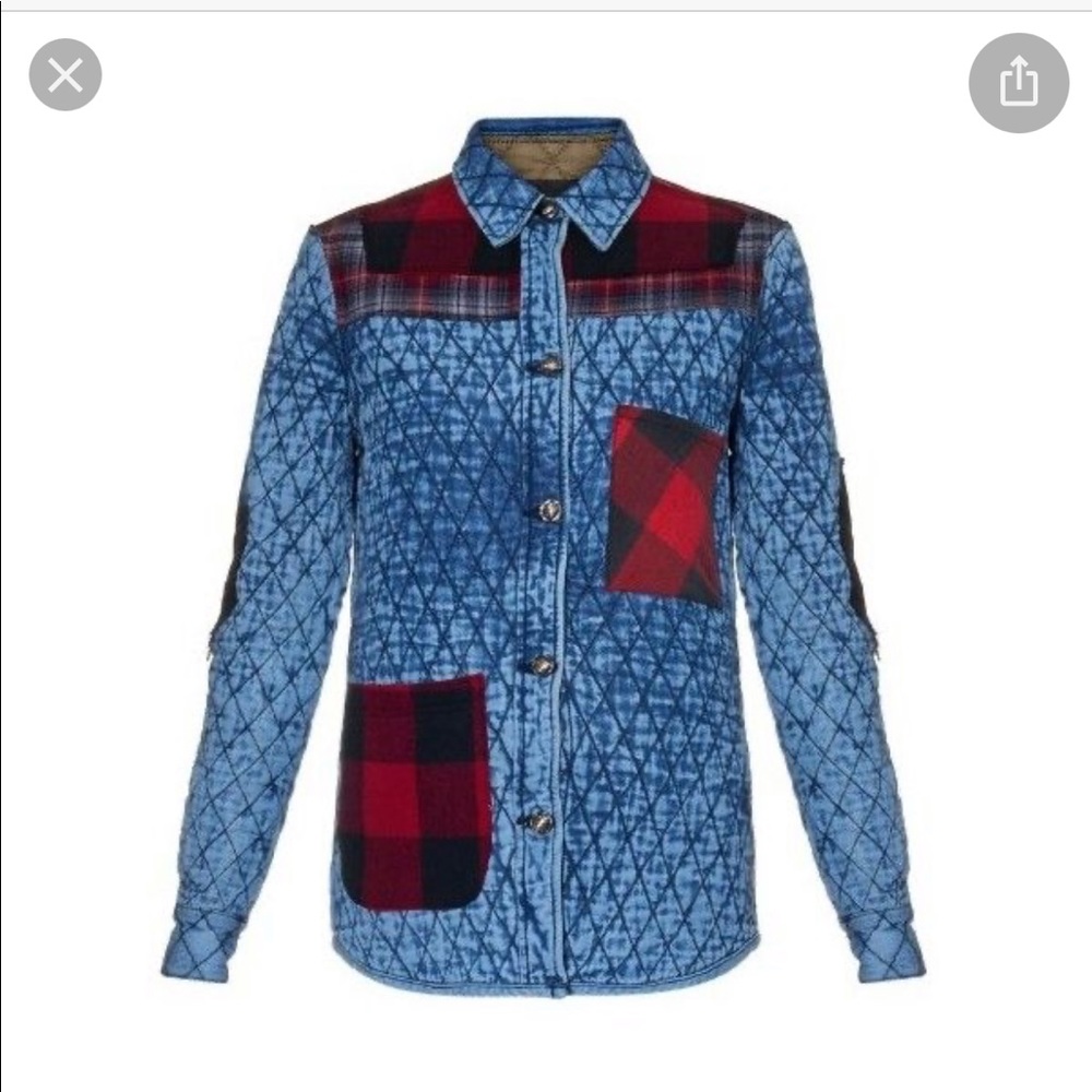 Gorgeous Tortoise jeans quilted plaid patchwork Jacket